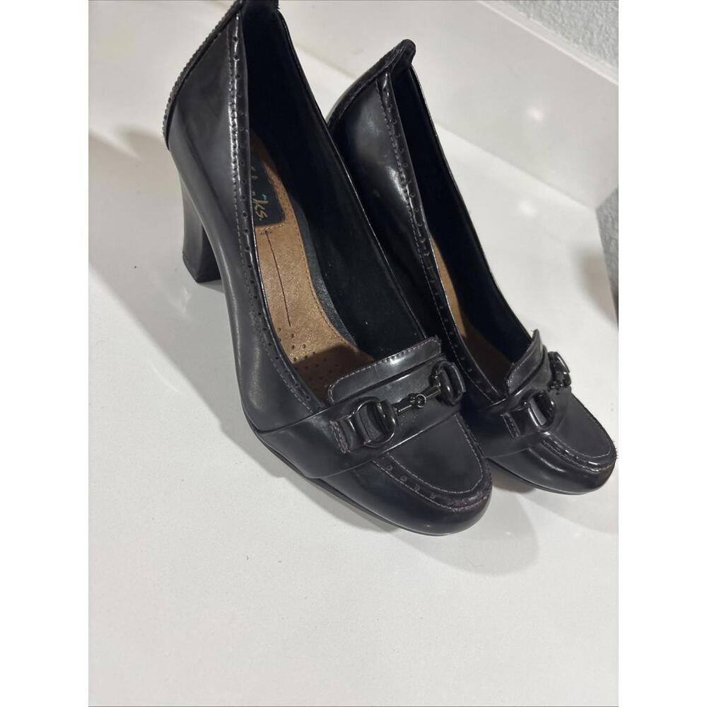 Clarks Artisan black leather horse-bit loafers Size 5M Brown Heel